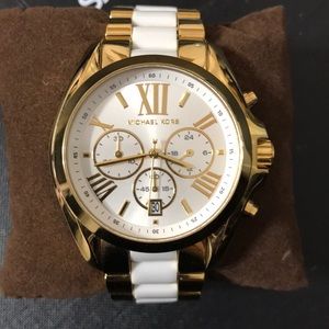 Authentic Michael Kors gold & white medium watch.